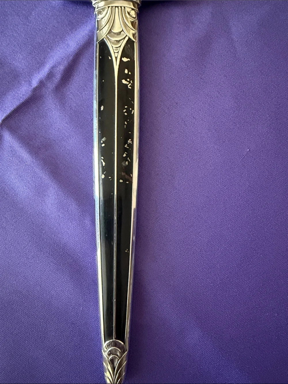 Vintage Art Defo Evans Vanity Hand Mirror  Silver Tone Floral Detail